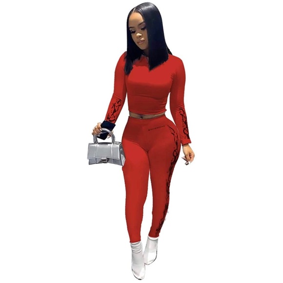 Pants - 🆕 Red & Black Flammin’ 2 Piece Set